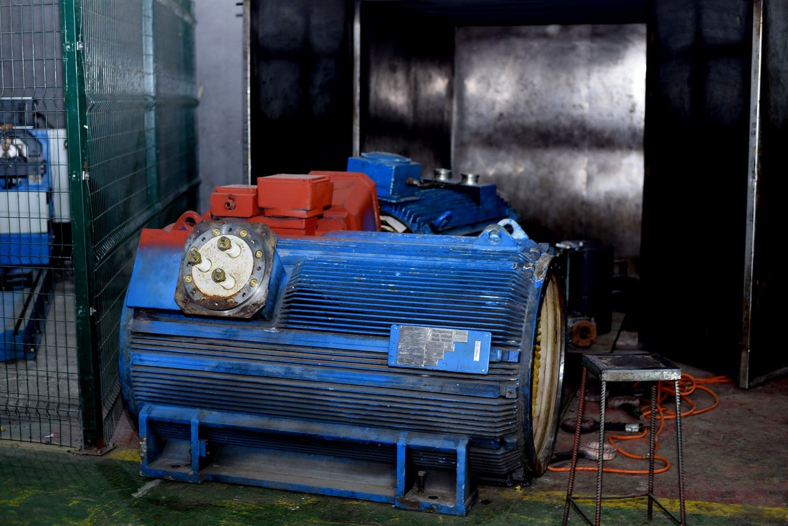 Large electric motor undergoing inspection