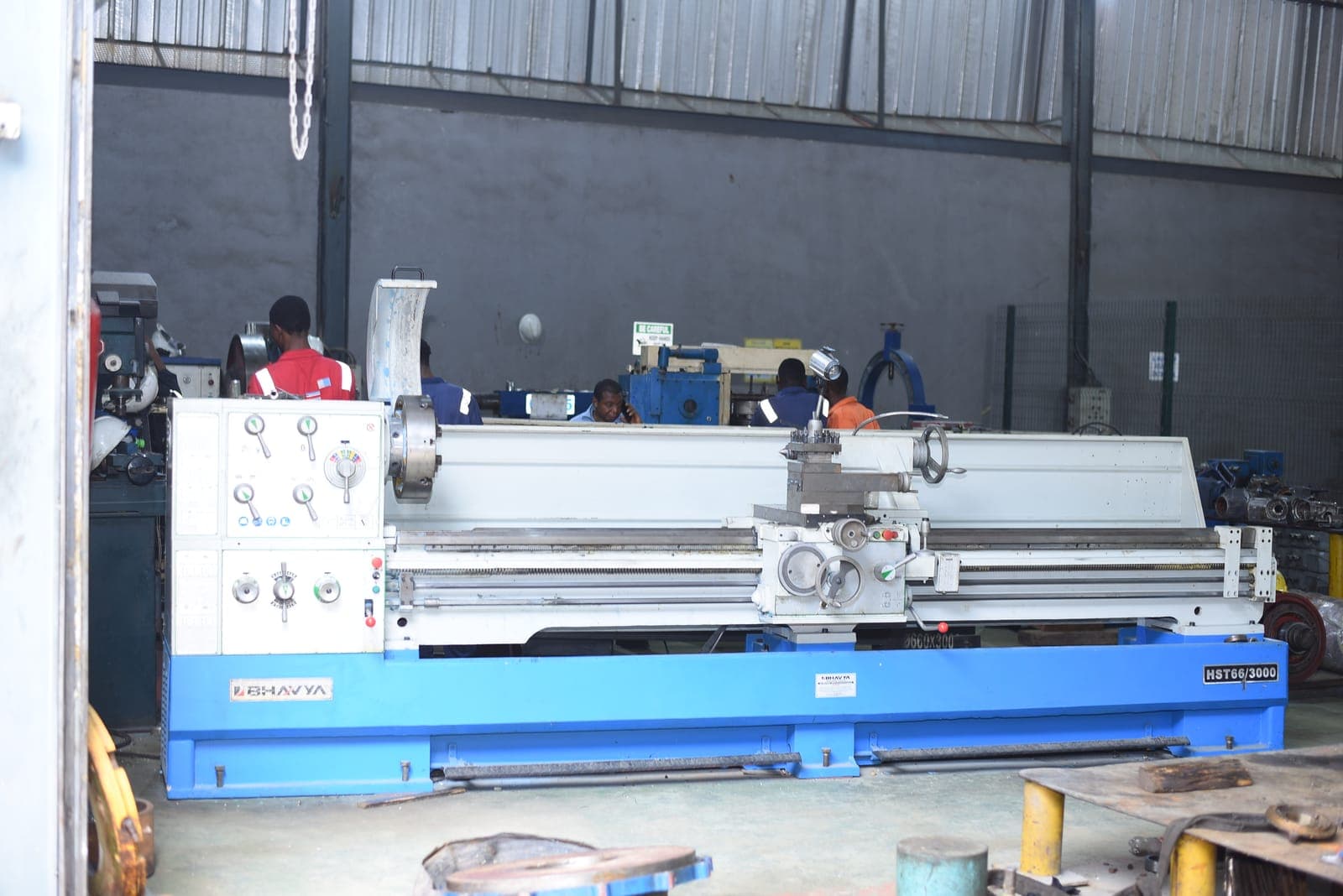 Precision lathe on the workshop floor
