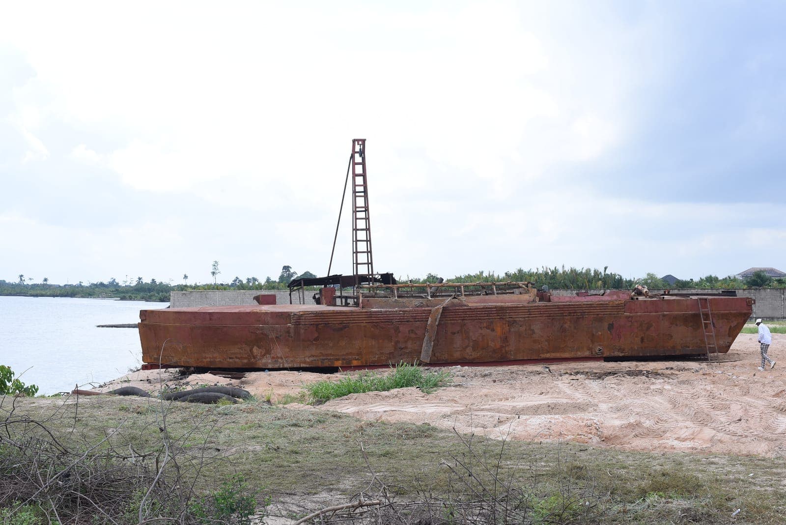Barge moored at the waterfront