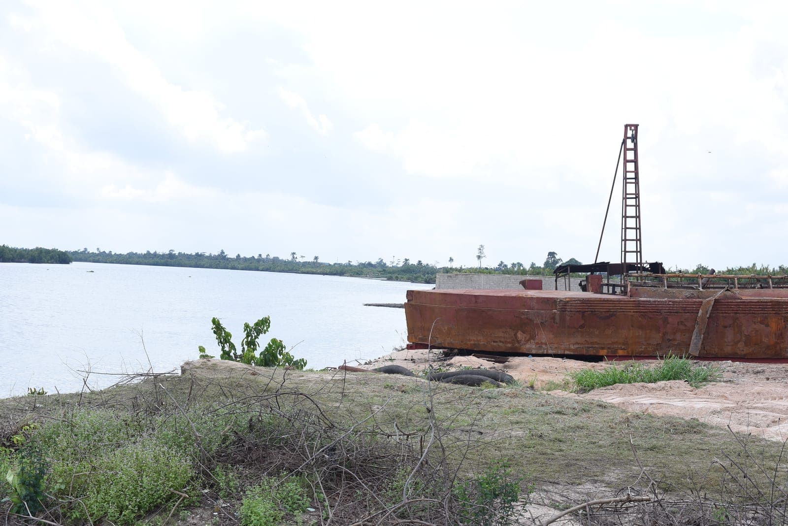 Barge on the water at the marine yard