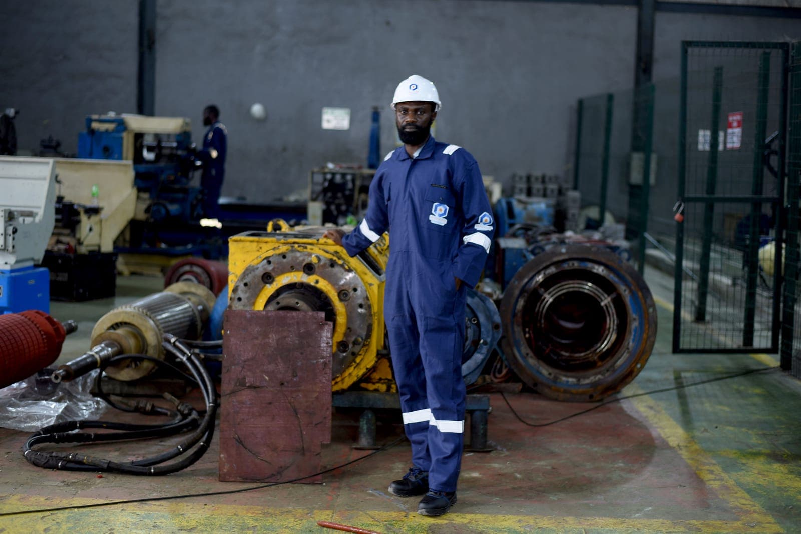 Technician servicing a rotor assembly