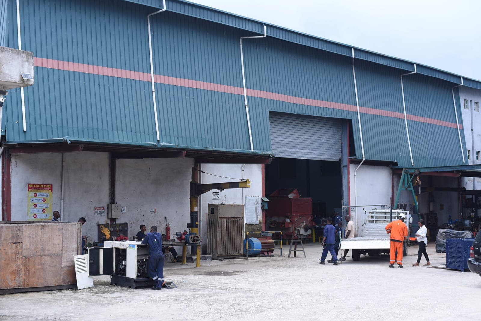 Workshop interior with maintenance in progress